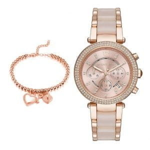 סט שעון יד Michael Kors לנשים דגם MK5896 וצמיד כסף SB161